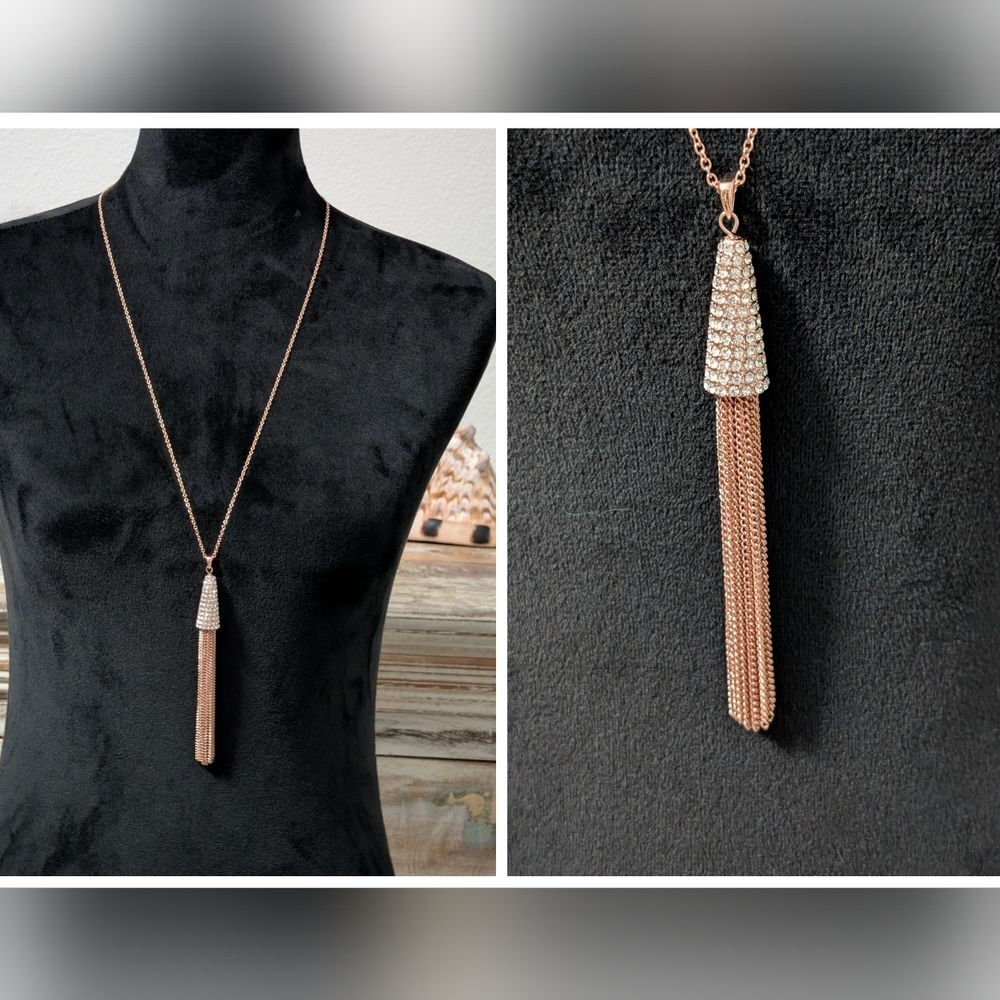 Park Lane "Ballerina" Rose Gold/Austrian Crystal Tassel Necklace